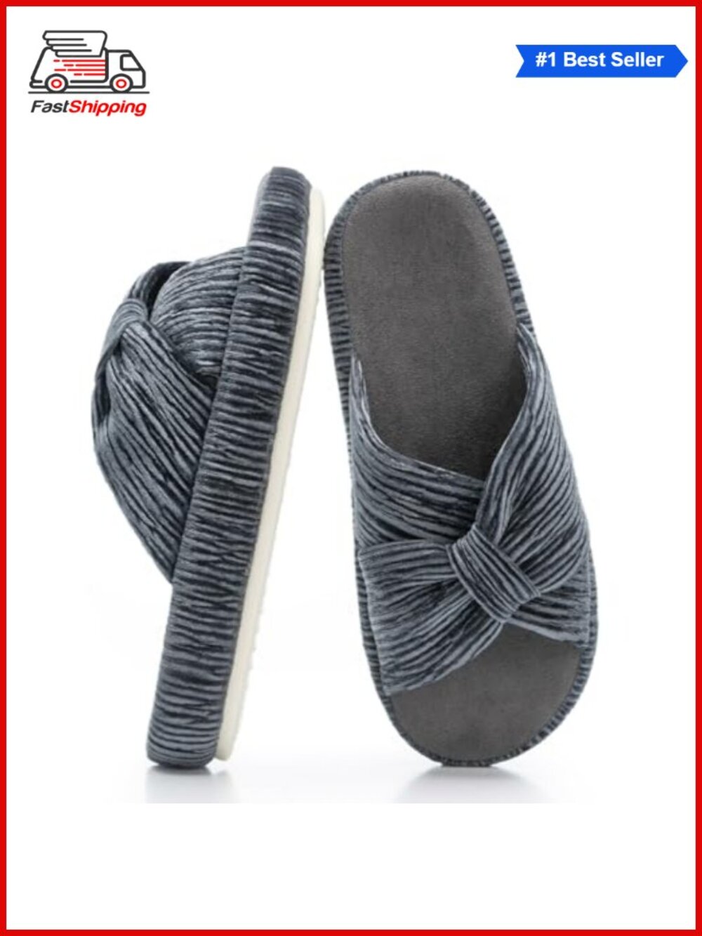 ✨ Corduroy Bow Crossband Open Toe Memory Foam House Slippers Comfy Trendy